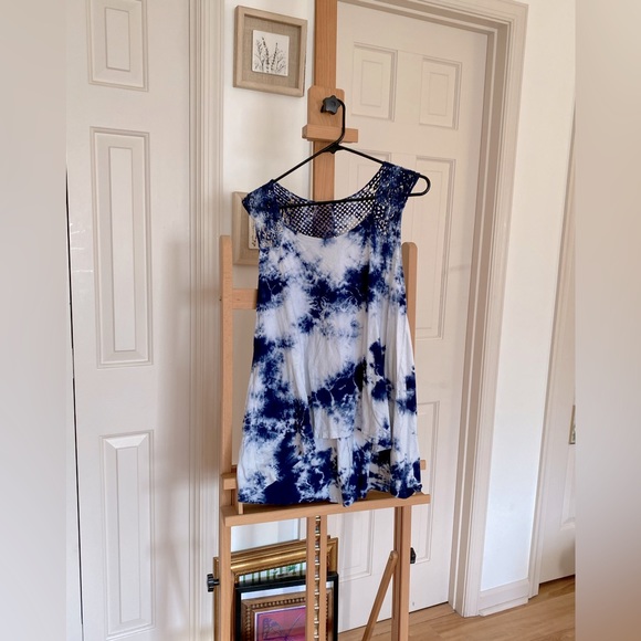 American Age Tops - American Age Crochet Back Tie-dye Tank